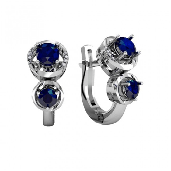 Earrings gold with sapphires and diamonds Amelia